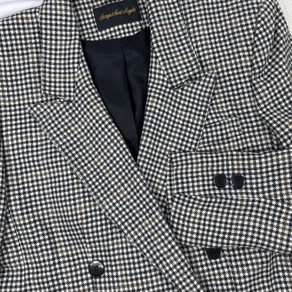 Vintage Giorgio Sant' Angelo Wool Womens 6 Blazer Jacket Houndstooth Classic‎